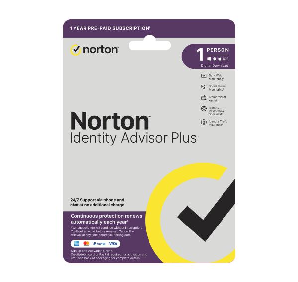 Norton Identity Advisor Plus 2025 - 1 Person 1 Year Subscription